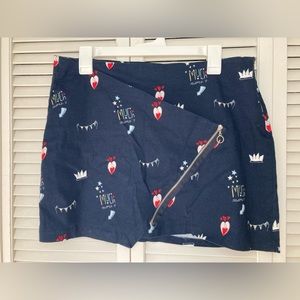 Zara Blue Patterned Zipper Mini Skirt